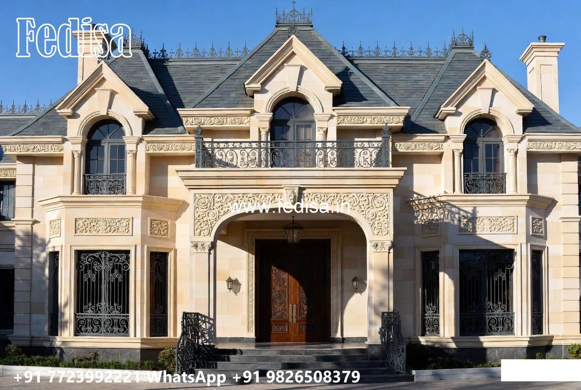 Stone Finish Villa Design Contemporary House Plans No-10752