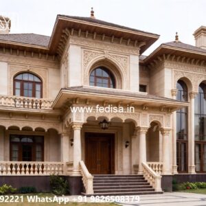 Stone Finish Home Exterior Wood House Design No-10836