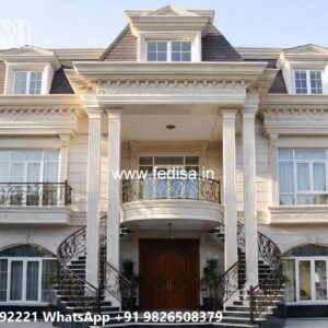 Stone Finish Villa Design 3 Bedroom House Design No-10874