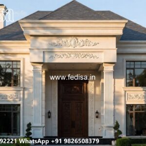 Classic Villa Front Elevation Design Cottage Kitchen Ideas No-11018