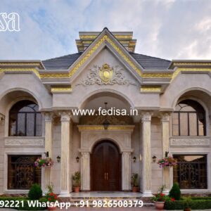 Stone Finish Home Exterior 3 Bhk Interior Design No-11324