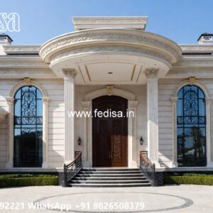 Stone Finish Home Exterior Front Wall Design In Indian House Simple No-11690
