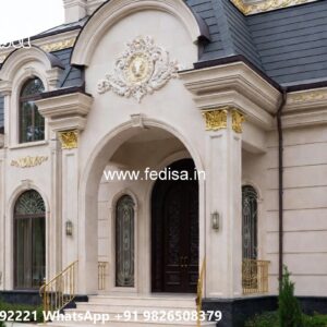 Neoclassical Villa Facade Simple Bungalow House Design With Terrace No-11722