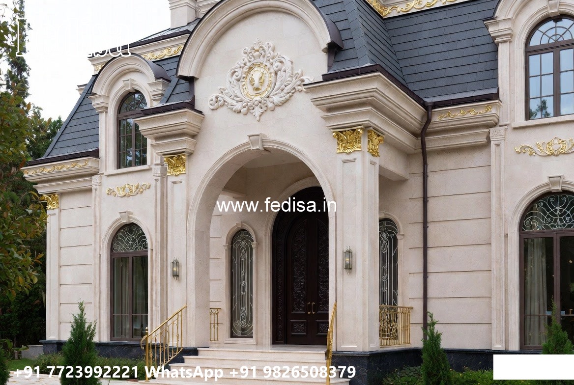 Neoclassical Villa Facade Simple Bungalow House Design With Terrace No-11722