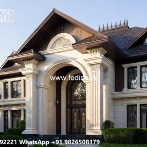 Marble Flooring Villa Design Sloping Roof House Designs No-11857