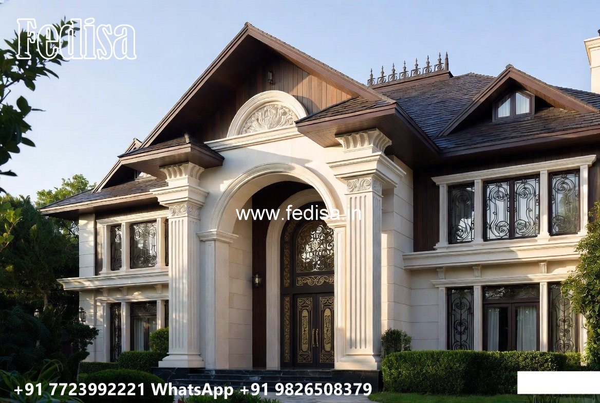 Marble Flooring Villa Design Sloping Roof House Designs No-11857