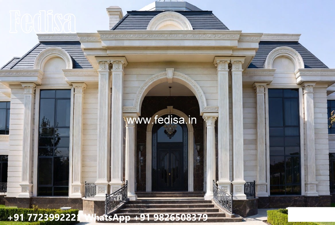 House With Columns Exterior House Border Design No-11894