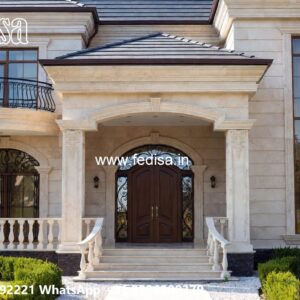 Stone Finish Villa Design Modern Glass House No-11972